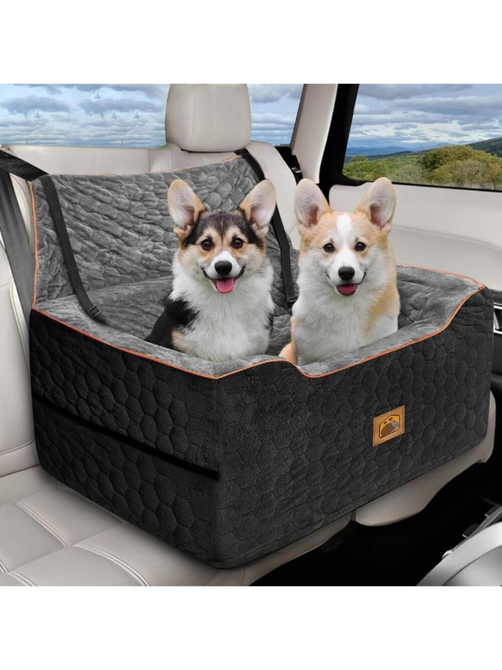 Dog Car Seat for Medium/Large Pets - Booster Seat with Cushioned Comfort
